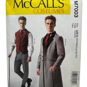 McCall's 7003 Sewing Pattern Men’s Mourning Suit Vest Coat-Jacket Tie Pants Historical  Renaissance Fits Chest 34/36” Through 50/52” UNCUT