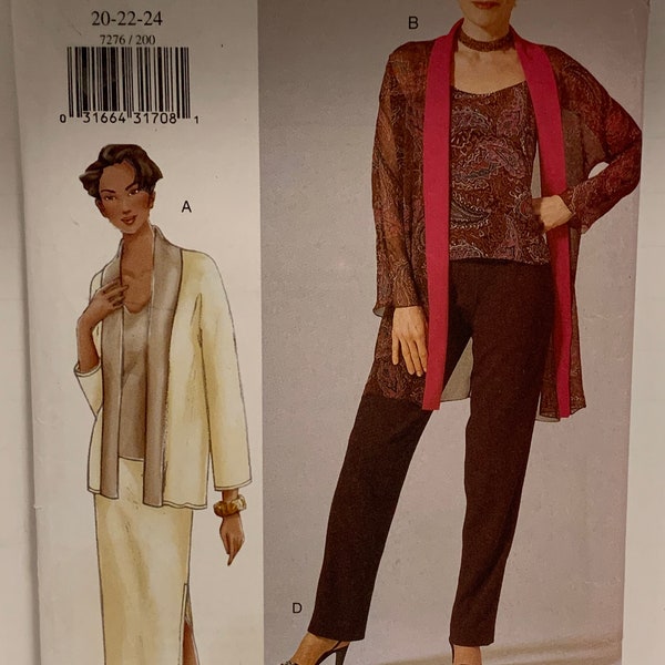 Vogue Woman 7276 Misses Evening Jacket Camisole Tops Pants and Skirt Sewing Pattern Plus Sizes 20-22-24 UNCUT FF