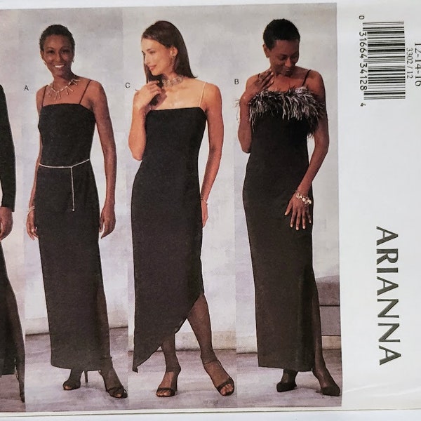 Vintage Butterick 3302 Misses Misses Gown Evening Length Dress Sewing Pattern Formalwear Sizes 12-14-16 Bust 34-38 Uncut FF