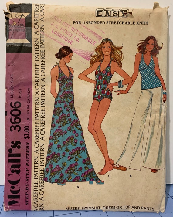 VTG Mccalls 3606 Swimsuit Bathing Suit Sewing Pattern One | Etsy