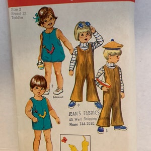 Simplicity 8811 Children’s Overalls Jumpsuit and Bubble Sun Suit Vintage 70s Sewing Pattern Boys Girls Size 3 UNCUT FF