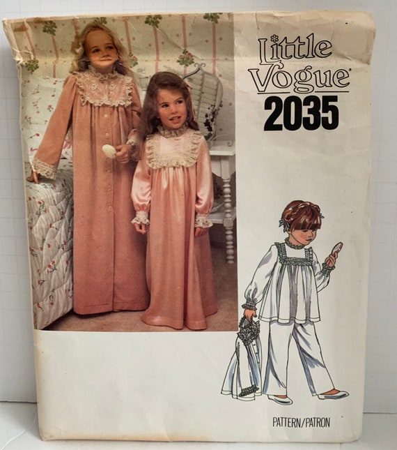 Vintage jaren '70 Ruffle Kraag Pyjama Shirt sz 3/4 Kleding Meisjeskleding Pyjamas & Badjassen Pyjama Nachthemden en tops 