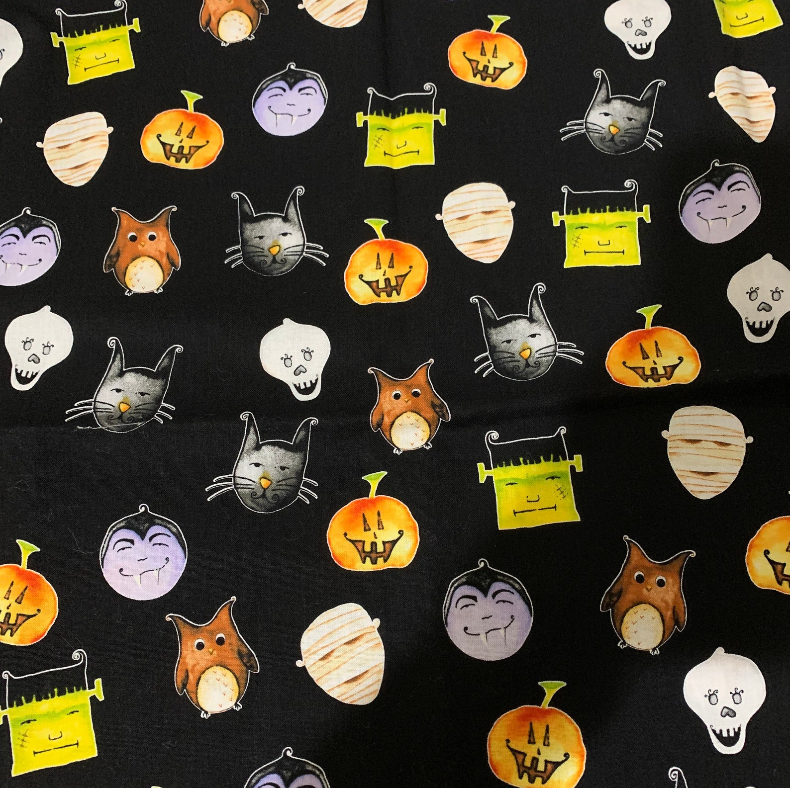 1 Yard Cotton Halloween Fabric Quilt Quality Monsters Etsy