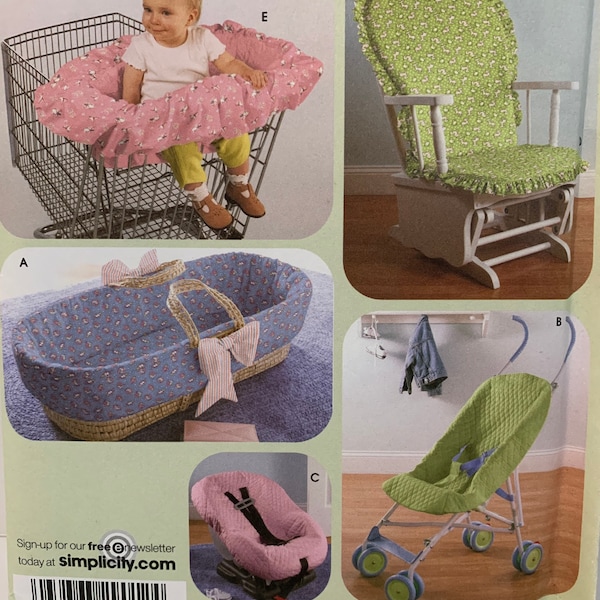 Simplicity 4636 Baby  Accessories Sewing Pattern Car Seat Shopping Cart Glider Chair Stroller Covers Baby Basket Insert Lining UNCUT FF