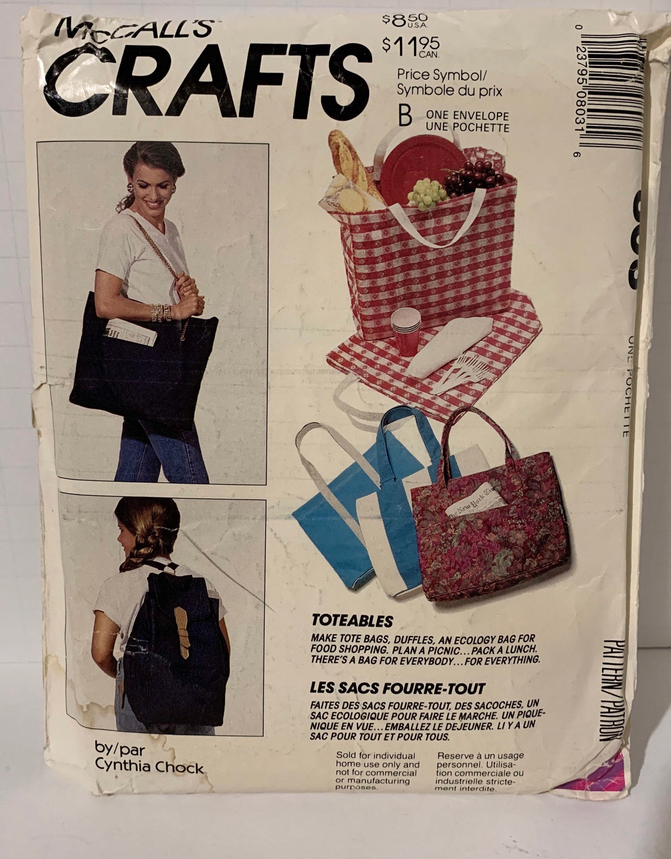 McCalls 803 Craft Sewing Pattern Toteables Accessories | Etsy