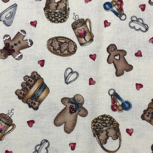 Retired Dianna Marcum Grandma’s Gingerbread Cookies Toss Cotton Christmas Fabric Beige Background Choose Length