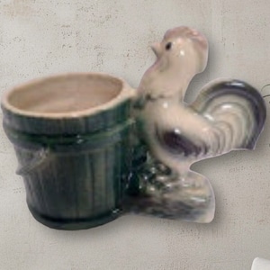 Vintage Ceramic Planter Rooster Pottery Mid Century Circa 1950s