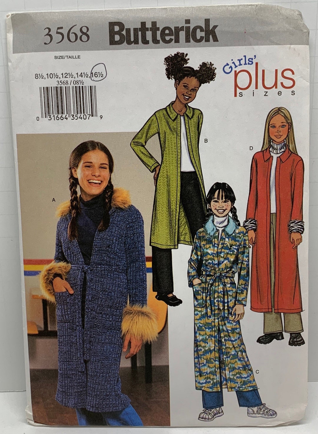 Ｍ Easy to Sew Girls and Teens Plus Knit Sweater Coats, Belt