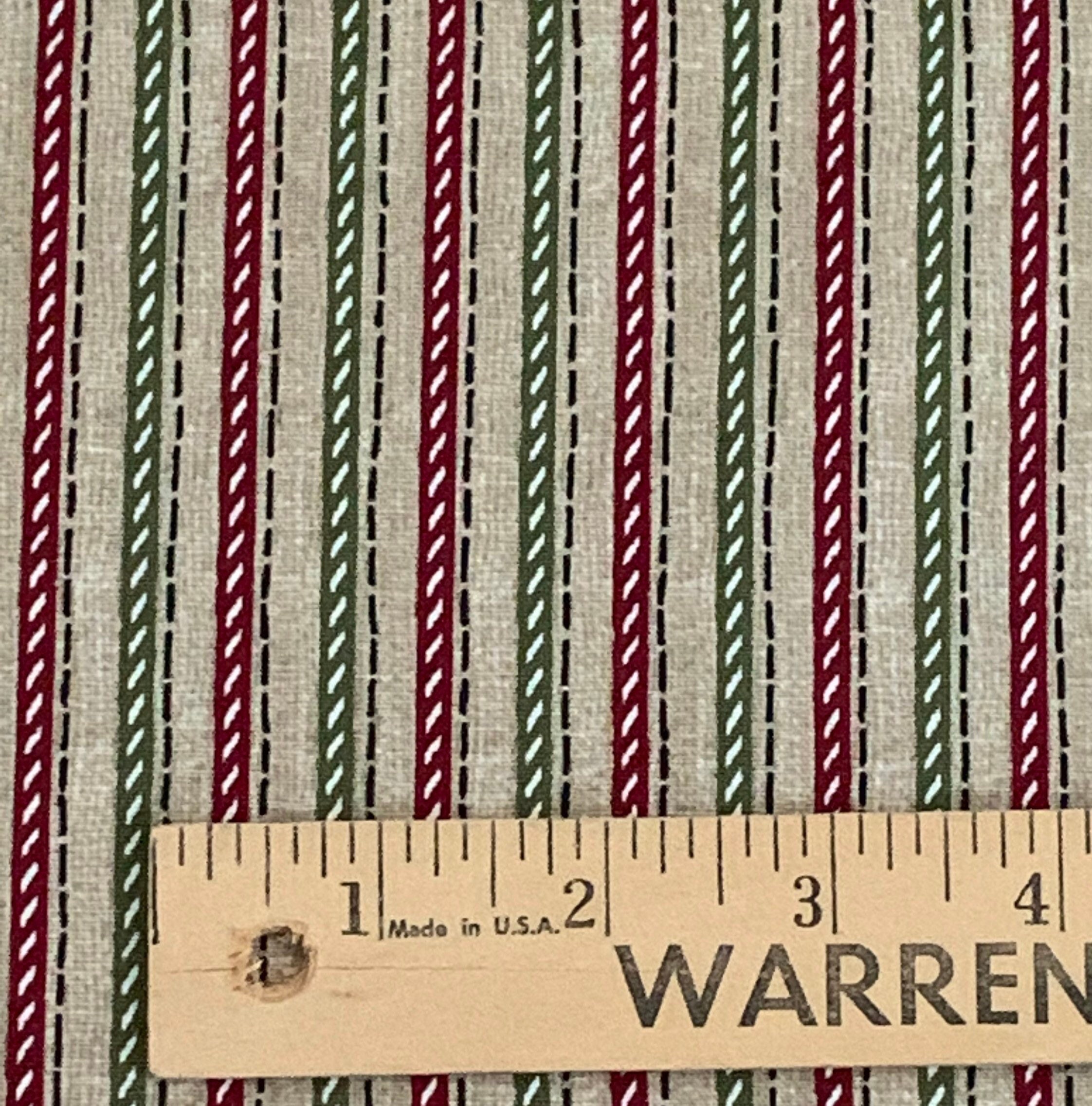 Papa Noel Christmas Stripe Multicolor 100% Cotton Fabric by The Yard
