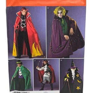 Simplicity 2499 Halloween Cape Costumes Sewing Pattern Wizard Ghoul Pirate Devil MC Adult Teen XS-XL Uncut