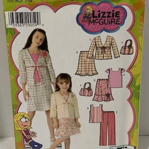 LIZZIE McGUIRE Girls Tops Skirt Pants Jacket Bag Purse Sewing Pattern Simplicity 4669 Back to School Wardrobe Sizes 7-14 UNCUT FF