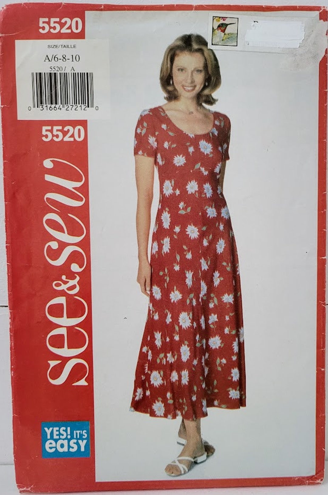 Butterick 5520 See & Sew Misses Dress Sewing Pattern Casual Loose Fit ...