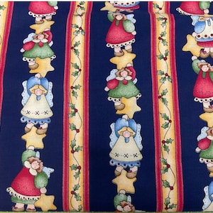 Retired Dianna Marcum Angel Christmas Fabric Angels Holly Stripes Stars Marcus Fabrics BTY