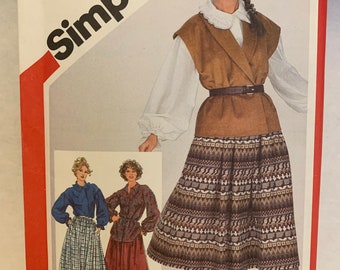 Vintage Simplicity 5328 Womens Misses Skirt Blouse Tunic Sewing Pattern  1980s Size 14 Bust 36” Waist 28” UNCUT FF