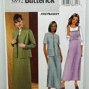 Op de afbeelding: Een naaipatroon voor een jurk en een jas. Het patroon is voor maten 12, 14 en 16. Het patroon is van Butterick en heet "Fast & Easy".