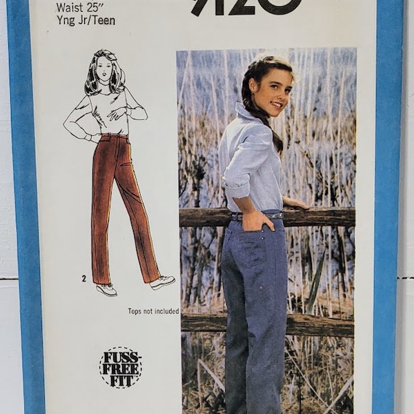 Vintage 70s Simplicity 9120 Young Junior/Teen's Pants...A Fuss Free Fit* Sewing Pattern Comfortable Fit  Size 11/12 Waist 25" UNCUT FF