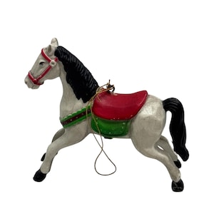 Vintage White Horse Christmas Tree Ornament