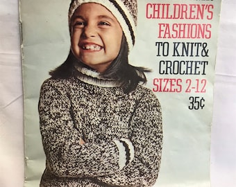 Vintage 1972 Knitting & Crochet Pattern Book: Children's Fashions, Sizes 2-12