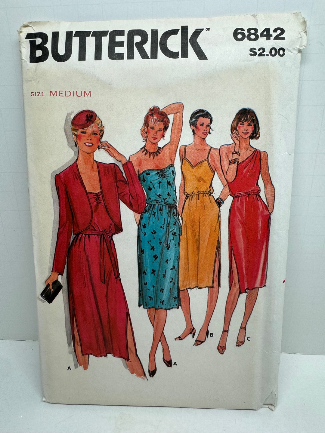 Butterick 6842 Misses Jacket Dress & Belt Sewing Pattern Spaghetti ...