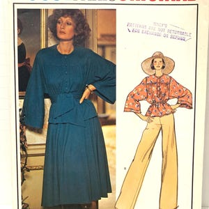 Vintage Vogue 1206 Parijs originele ontwerper Lanvin mist trui top rok broek en sjerp naaipatroon maat 12 ONBESNEDEN FF afbeelding 1