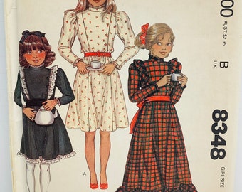 Vintage 1980s Girl’s Ruffled Prairie Dress in Two Lengths Cottagecore Sewing Pattern  Long or Short Size 7 Chest 26 UNCUT FF