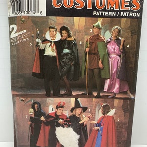 Simplicity 8010 Adult Halloween Costume Sewing Pattern Dracula Vampire Robin Hood Devil Witch Monk Grim Reaper Cape Robe Tunic S-M-L Uncut