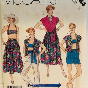 McCall’s 3144 Misses Shirt, Bra, Skirt, Pants, Shorts and Sash Belt Sewing Pattern Size 12 Bust 34