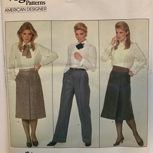 Vintage Vogue 2829  American Designer Joseph Piccone Misses Pants and  Skirt 1980s Sewing Pattern Size 10 Waist 25”  UNCUT FF