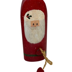 Père Noël en bois sculpté et peint à la main, figurine debout, ferme primitive, décoration champêtre