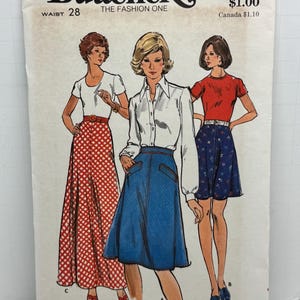 May include: Vintage sewing pattern for a skirt, featuring three women wearing different styles of skirts. The pattern is from Butterick, number 3751, and costs $1.00. The pattern includes sizes for waists 24 to 30 inches and hips 33 1/2 to 40 inches.