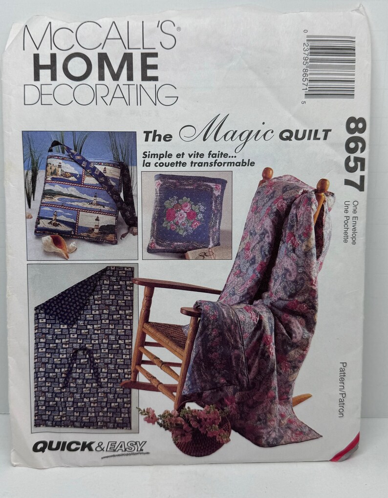 Mccall's 8657 Magic Quilt Blanket Throw Sewing Pattern Folds up Into