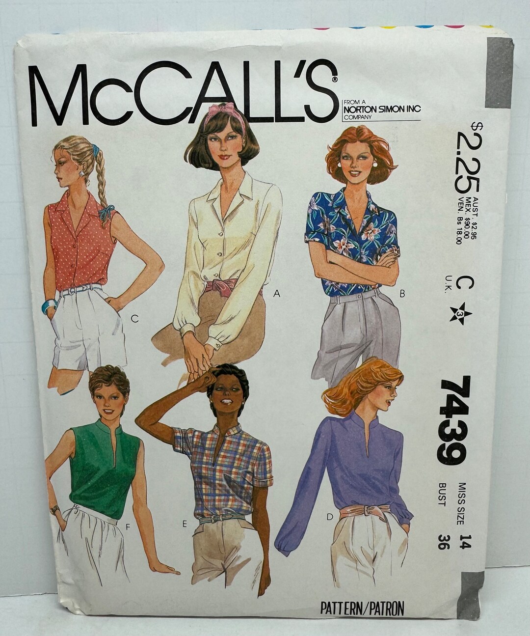 Mccall’s 7211 Misses Blouses Tops Sewing Pattern Button Front Yoke ...