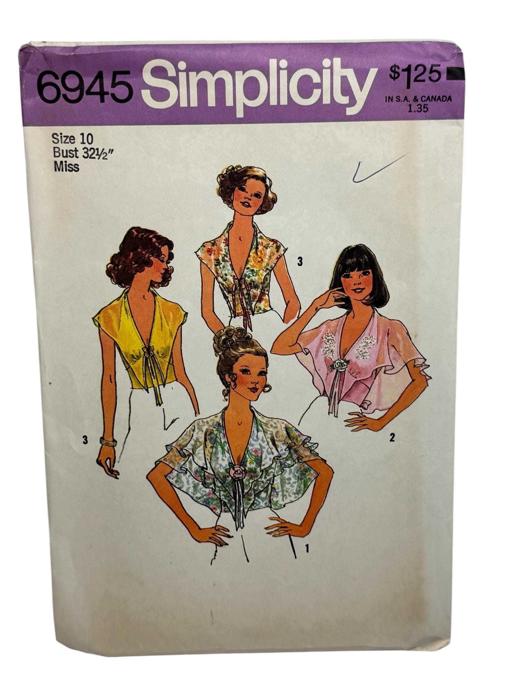Vintage 1970s Simplicity 6945 Halter Tops Cape Capelet