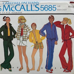 UNCUT McCall’s 5685 Mens and Women’s Track Suits Hoodies Jacket Pants Shorts Exercise Wear Sewing Pattern Unisex Sizes Small or Medium