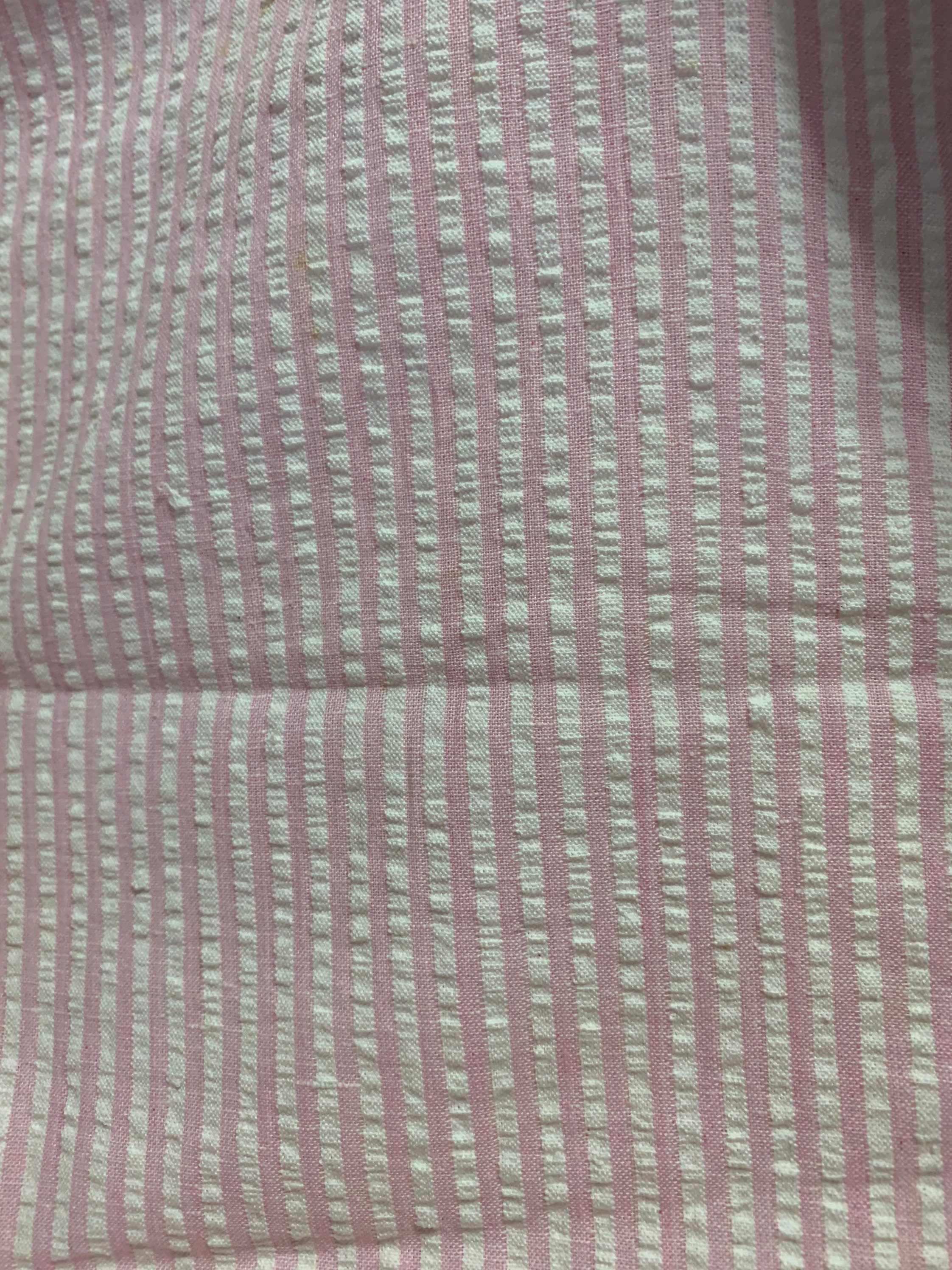 Vintage 1980s Pink and White Seersucker Striped Fabric 1.5 - Etsy