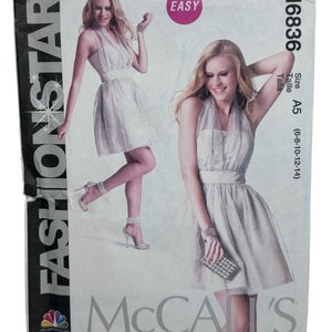 McCall’s 6836 Misses Halter Dress with Overlay Sewing Pattern Sizes 6-8-10-12-14 UNCUT FF