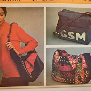 Vintage McCall’s 2378 Craft Sewing Pattern Shoulder Bags Purse Accessories with Optional Alphabet pattern UNCUT 1970s