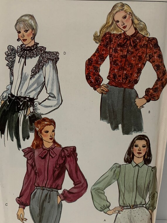 Vintage 1980s Vogue 8066 Misses Blouses 