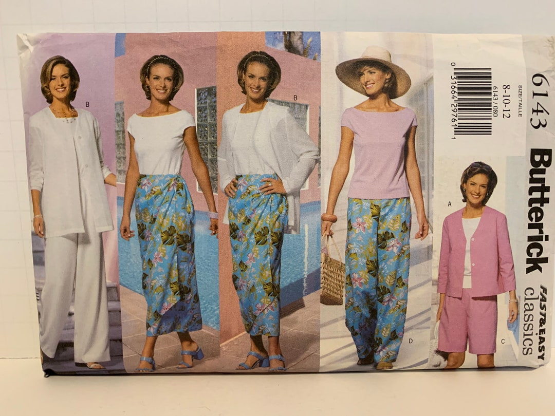 Vintage Butterick 6143 Misses Jacket Tops Pants Skirt and Shorts Sewing ...
