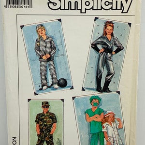 Adult & Teen Halloween Costumes Sewing Pattern Simplicity 8890 Army Soldier Spaceman Doctor Nurse Prisoner Size Small Chest 34-36 UNCUT FF