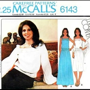 Vintage 70s McCall’s 6143 Marlo Thomas Top Rock Hose und Schal Sorglos Schnittmuster Misses Size 8 Büste 31.5 ”UNCUT FF