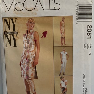 Vintage McCall’s 2081 NY New York Collection Lined Dress Top or Sarong and Pants Wardrobe Options Sewing Pattern Size 8 Bust 31.5” UNCUT FF