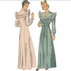 Simplicity 1359 Misses and Women’s Negligee Vintage 1940s Nightgown Sleepwear Robe Peignoir Unprinted Sewing Pattern Size 14 Bust 32