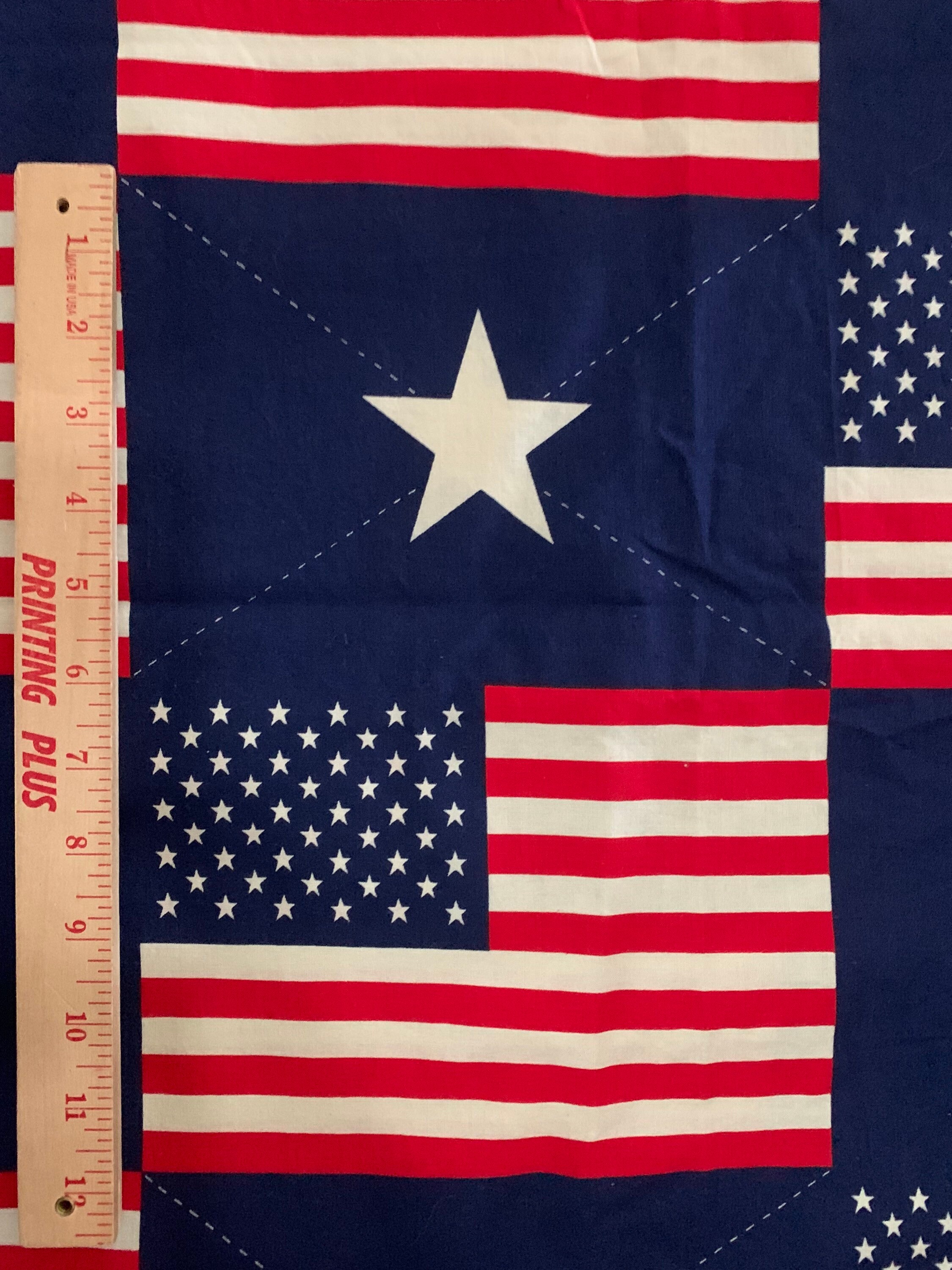 American Flag Fabric Cotton Patriotic Red White and Blue - Stars and ...