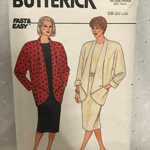 Fast & Easy Pullover Dress and Jacket Sewing Pattern Butterick 4031 Dropped Shoulders Plus Size 18 20 22 UNCUT FF image 1