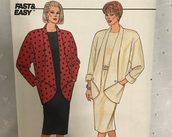 Fast & Easy Pullover Dress and Jacket Sewing Pattern Butterick 4031 Dropped Shoulders Plus Size 18 20 22 UNCUT FF