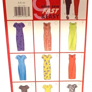 Vintage jaren 90 Butterick 5417 Negen makkelijke jurken in 2 lengtes schede voor kleine dingen en kleine naaipatroon maten 6-8-10 OOP ONBESNEDEN FF