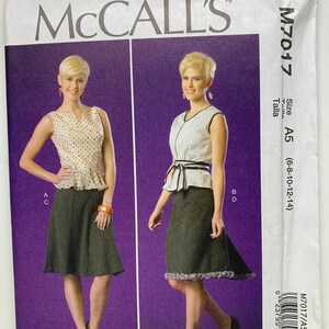 McCall’s 7017 Sleeveless Top Flared Skirt and Belt Sewing Pattern  Sizes 6-14 OOP UNCUT FF