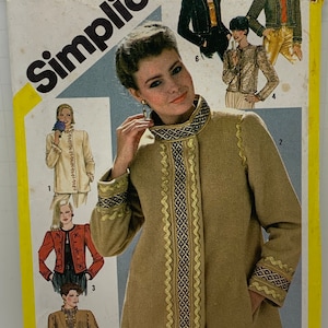 UNCUT Simplicity 5288 Misses Jackets Sewing Pattern Collar Variations Wear Open or Closed Embroidery Transfer Included Size 14 Bust 36