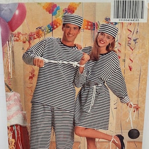 Vintage Butterick 4970 Jail Prisoner Unisex Halloween Costume Ball and Chain Sewing Pattern Easy to Sew Sizes XS-XL 30-44” Cosplay UNCUT